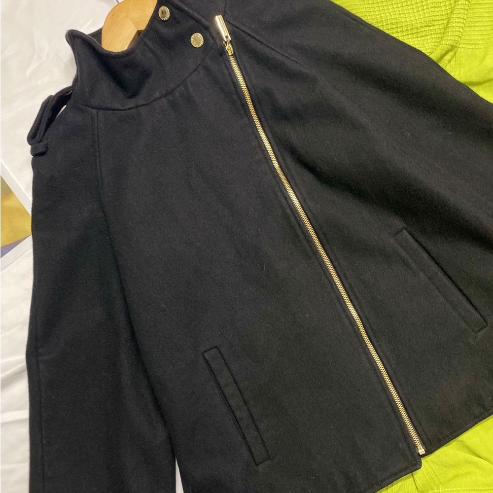 Dana Buchman Black Cape Jacket with High Collar